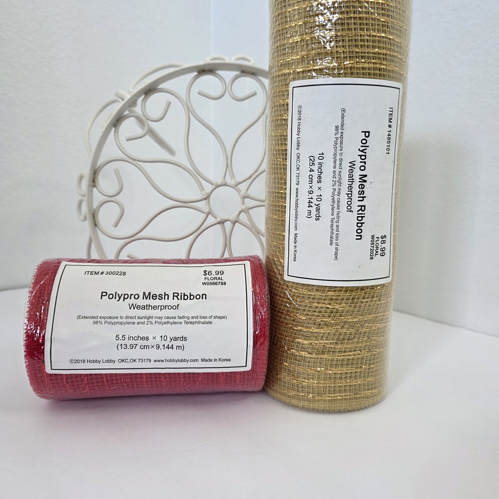 Polypro Mesh Ribbon Set - Red and Tan - Picture 13 of 15